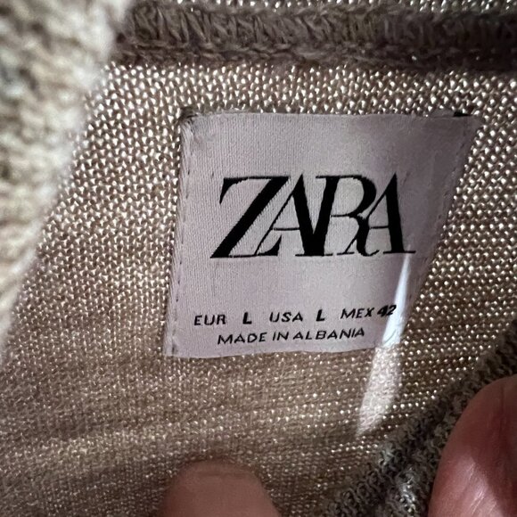 Zara Wool Blend Heathered Brown Lightweight Turtleneck‎ Sweater Sz L - Picture 10 of 13